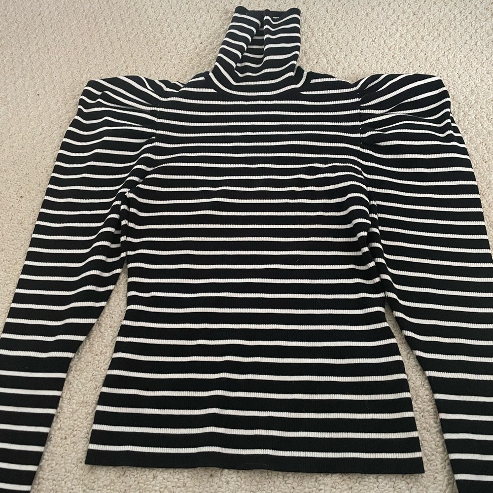 A.L.C. Puffed Shoulder Striped Long Sleeve Top Size S